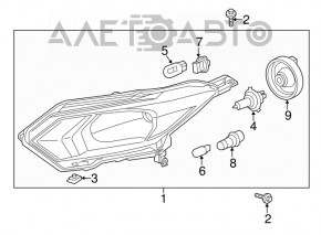 Headlight front left bare Honda HR-V 16-22 halogen