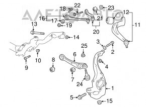 Lower arm front right rear Audi A6 C7 12-18 torn silent block