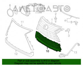 Front bumper grille Lexus RX350 RX450h 16-19 USA for parking sensors, dented, broken fasteners, broken
