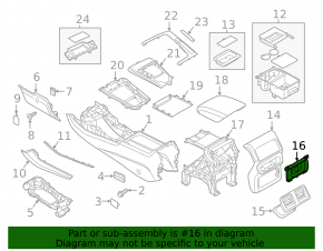 Audi Q5 80A 18-24 black rear lower center console trim for USB Hub