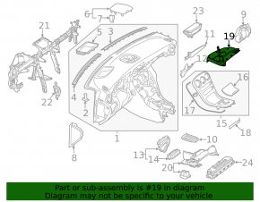 Mercedes C-class W205 15-18 passenger footwell front panel trim black