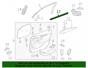 Door glass seal inner front left Mercedes C-class W205 15-21