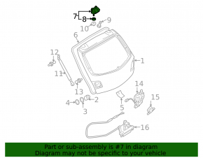 Right tailgate hinge for Mazda3 03-09 HB