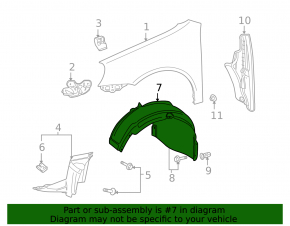 Front left rear fender liner VW Jetta 05-10