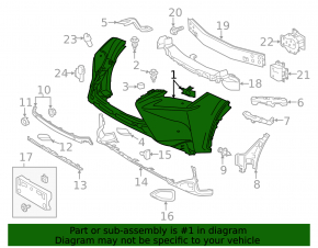 Front bumper bare Lexus NX200t NX300h 15-17 base for parking sensors, without headlight washers, graphite