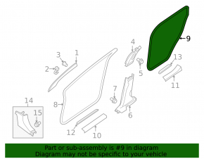 Rear right door seal for Nissan Murano z52 15-24