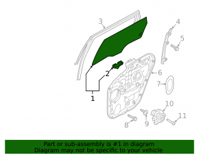 Glass of the rear left door Kia Sorento 16-20
