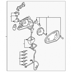 Right side mirror assembly for Audi Q3 83A 19-2, 14+2 pins, turn signal, heated, BSM, auto-folding, auto-dimming, graphite