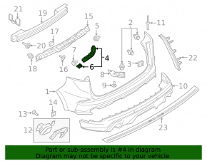 Rear bumper mount right on the wing Ford Edge 19-