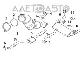Exhaust pipe with barrel BMW X3 G01 18-21 2.0T with valve, dented, rusty