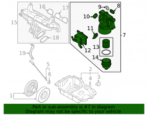 Engine oil filter housing with cooler Hyundai Tucson 22-25 1.6T HEV