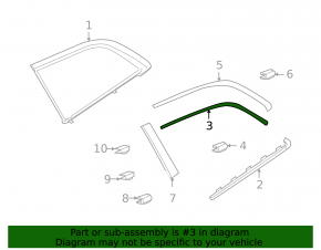 Right rear window molding for Audi Q7 4L 10-15 chrome, 2 parts, scratches