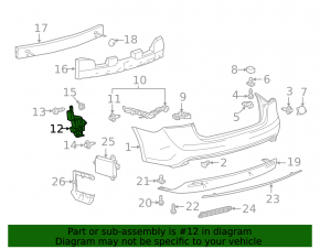 Rear bumper mount lower left Toyota Avalon 13-18