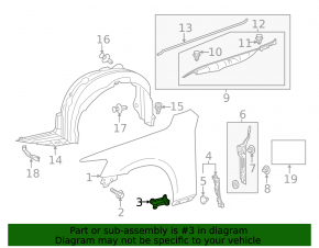 Right lower wing bracket Lexus IS 14-20