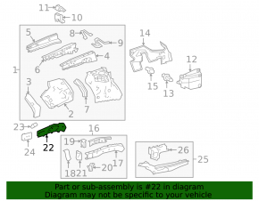 Outer side member of the front left Lexus RX350 RX450h 16-22