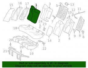 Rear seat, 2nd row, upper right, Toyota Camry v70 18-19, black cloth, with armrest, dry cleanable
