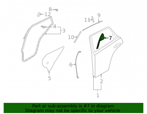 Glass guide door rear right Infiniti FX35 FX45 03-08