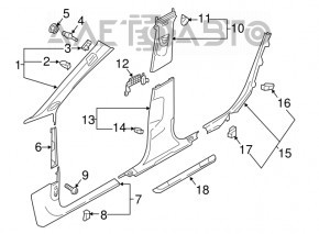 Front pillar trim upper left Audi A4 B9 17- black