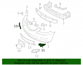 Front bumper grille left Mazda 3 04-06 without fog lights