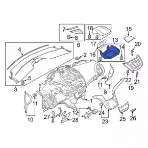 Ford Escape MK3 13-19 center dash trim for small display
