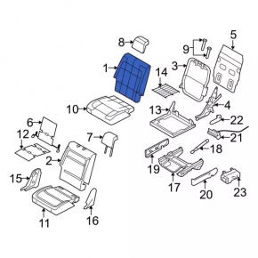 Rear row of seats 2 row Ford Flex 13-19 leather, beige