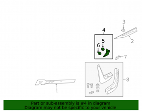 Lower fender lining, front right, Land Rover Range Rover Evoque 19-23