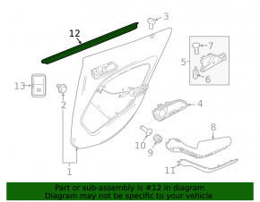 Door glass seal rear right Mercedes GLA 15-20 internal