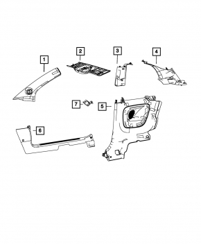 Front pillar trim left Fiat 500 13-17 black, under speaker