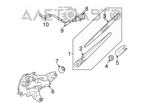 Nissan Murano Z51 rear windshield wiper linkage with motor
