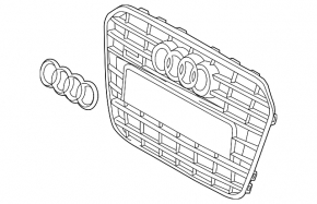 Radiator grille assembly Audi A6 C7 12-15 prerest without camera, black matt