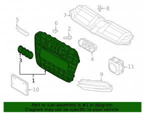 Radiator grille assembly Audi A6 C7 12-15 prerest without camera, black matt