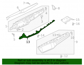 Right front panel trim for Audi A6 C8 19-24, dark gray, with trims, with backlighting