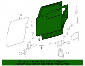 Door bare rear left Toyota Sienna 21-25