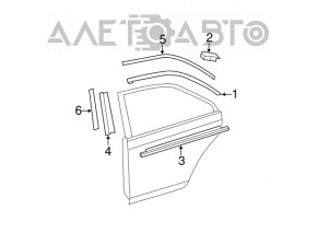 Door-glass molding, central front right Toyota Camry v40, chrome, broken fastener, worn, peeling coating, bump