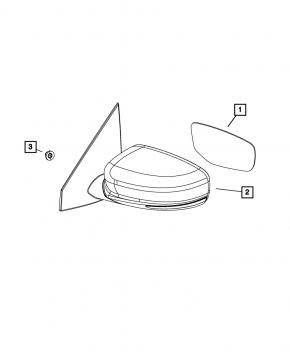 Left side mirror assembly Dodge Dart 13-15, 5 pins, heated