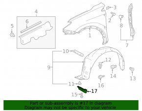 Right front mudguard liner for Toyota Rav4 15-18