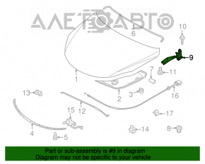 Right hood hinge for Suzuki Kizashi 10-15
