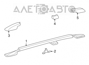 2 x roof rails for Toyota Highlander 2001-2007, missing 3 trims, painted, paint peeling