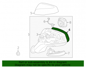 Left mirror element for Toyota Rav4 19-25, heated, BSM
