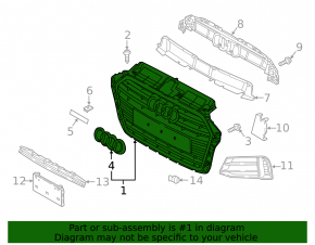 Radiator grill assembly for Audi A3 8V 17-20, black gloss finish, radar-like, S-line, peeling coating