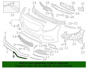 Front bumper molding right Mercedes C-class W205 300/350e 15-18 AMG pkg