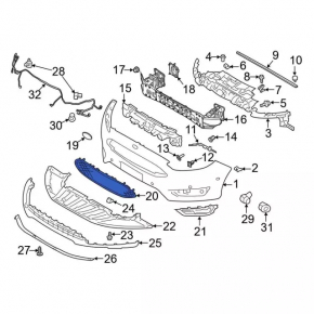 Ford Focus mk3 15-18 radiator grille rest blade, gloss black, scuffs