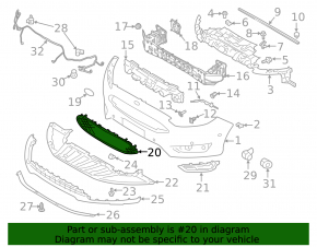 Ford Focus mk3 15-18 radiator grille rest blade, gloss black, scuffs