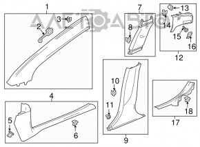 Door sill trim front left Chevrolet Volt 16- black