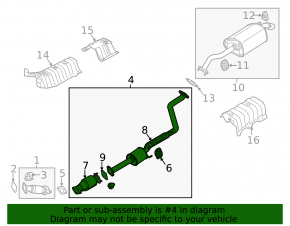 Exhaust line middle part with catalytic converter Kia Forte 4d 14-16 prerest 1.8