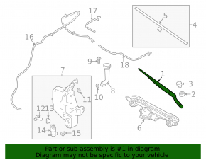 Left windshield wiper arm for Nissan Altima 13-18