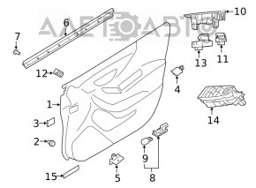 Door trim card front left Subaru Forester 19- SK black with gray insert, for cleaning, leather stud
