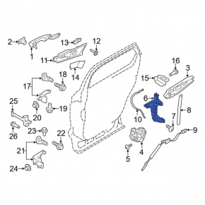 Rear left door glass guide Ford Edge 15-24