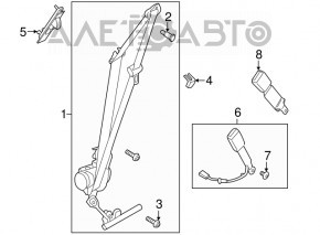Passenger seat belt Ford Fusion mk5 17-20 black, with tensioner, water damage