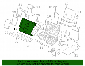 Backrest of the rear row of seats, 2nd row, left, VW Atlas 20-21, black fabric